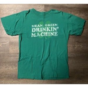 Mean Green Drinking Machine St Patricks Day Clover Shamrock Irish Mens T-shirt M